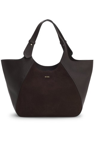 Tote bag in suede and grained leather