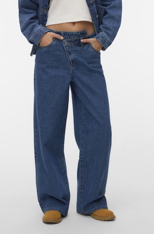 VMRAE široke jeans hlače z visokim pasom