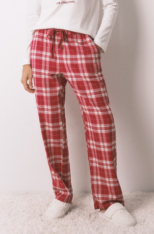 Flannel plaid print trouser