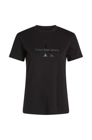 CALVIN KLEIN Glossy Monogram Regular Tee Black 5