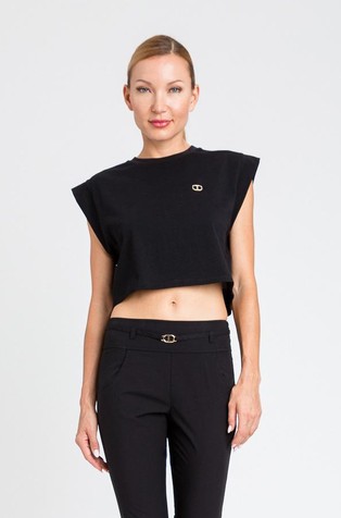 Cropped t-shirt with Oval T logo