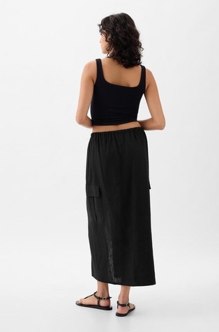 GAP Linen-Blend Cargo Midi Skirt Black 3