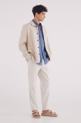 SPRINGFIELD Cotton and linen blend shirt Blue 3