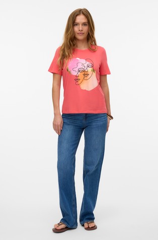 VERO MODA VMDIFACEY majica s kratkimi rokavi in potiskom Roza - Dubarry 3