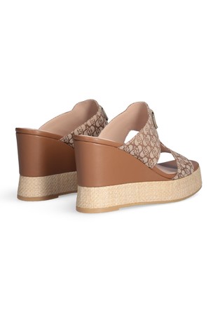 LIU JO Wedge mules with logo pattern Brown 3