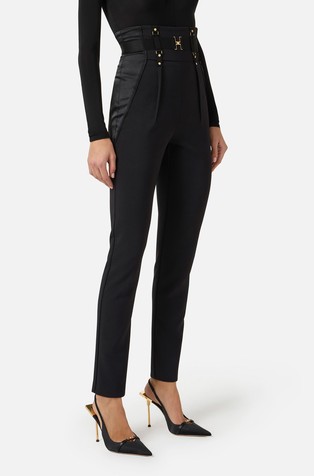 Hlače iz kombinacije tkanin z zasnovo korzeta