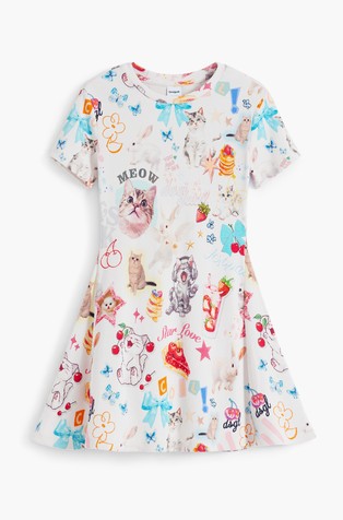 Skater dress with cat print