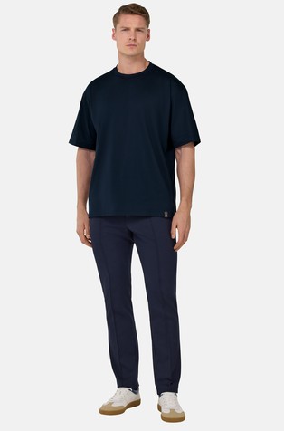 BOGGI MILANO Hlače iz jersey bombažne mešanice Modra - Navy 2