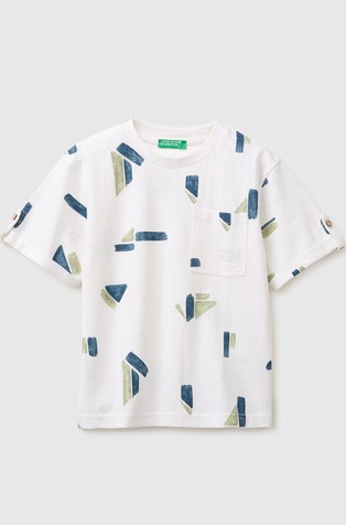 Vzorčasta majica iz lanene mešanice