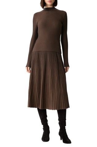 Ribbed viscose blend stretch sweater