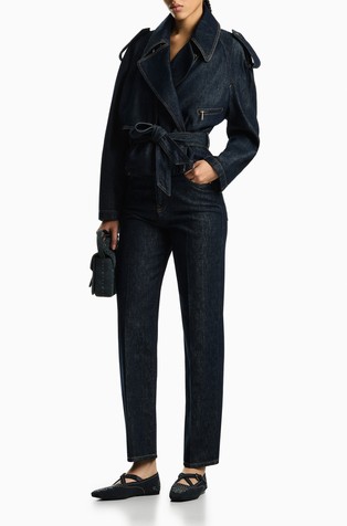 Trench-inspired denim jacket
