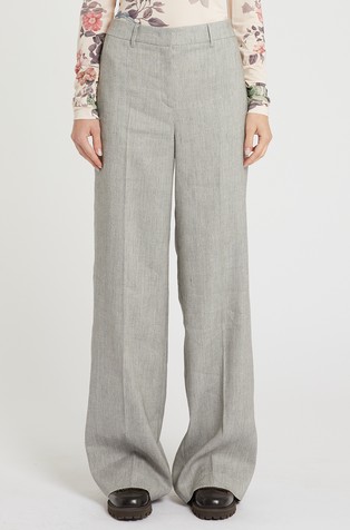 Stretch linen-blend grisaille trousers