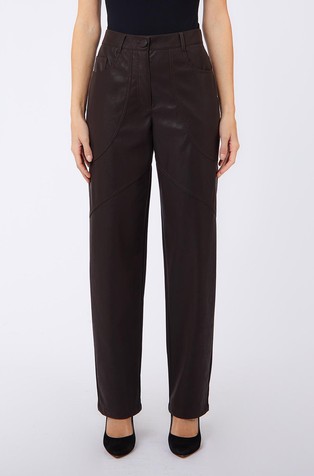 High rise faux-leather trousers