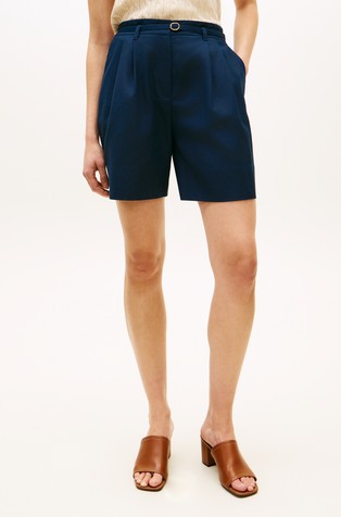 Široke kratke hlače iz lanene mešanice