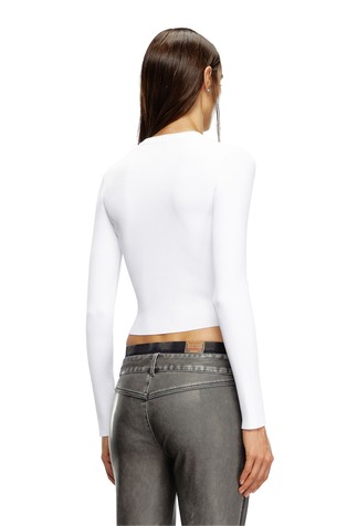 DIESEL Rib-knit viscose-blend top with Oval D White 2
