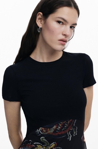 DESIGUAL Mix material dress designed by Mr. Christian Lacroix Black / Multi 4