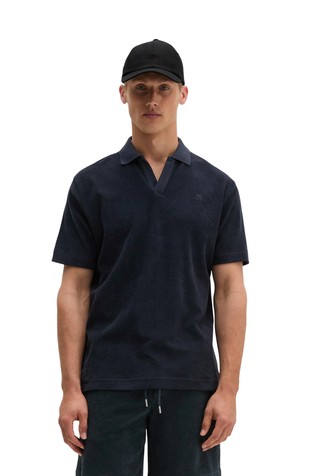 Towelling short-sleeved polo shirt
