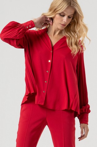 Oversized fit bluza s plisiranimi rokavi in zadnjo stranjo