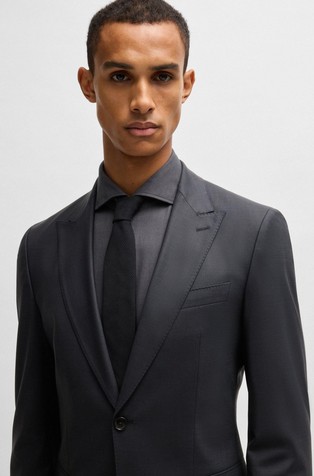 HUGO BOSS Slim-fit suit in a micro-patterned wool blend Black 7