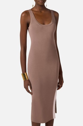 Pletena obleka brez rokavov s stranskim trakom