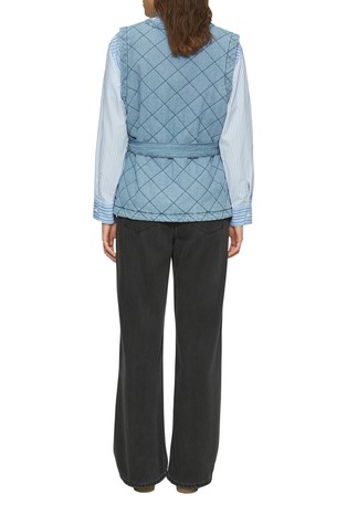 S.OLIVER Relaxed-fit quilted denim waistcoat with synthetic padding Blue 2