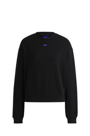 Bombažen pulover s frotirano notranjostjo in logo našitkom