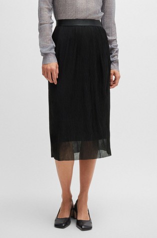 Stretch-tulle skirt with wavy plissé pleats