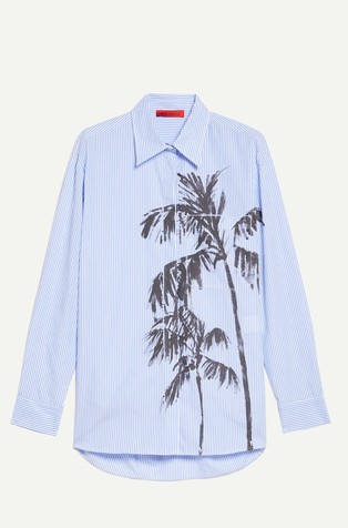 Cotton-poplin shirt with print