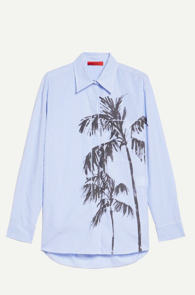 MAX&amp;CO Srajca iz bombažnega poplina s potiskom Modra - Light Blue 