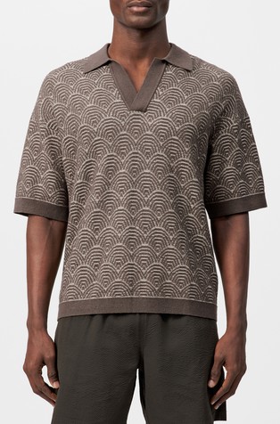 Oversized fit pletena polo majica s kratkimi rokavi iz bombažne mešanice