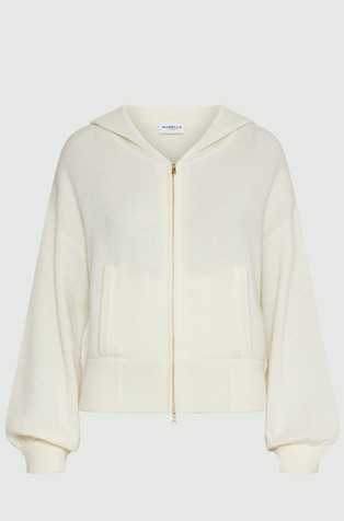 Wool and cashmere knit hooded jacket