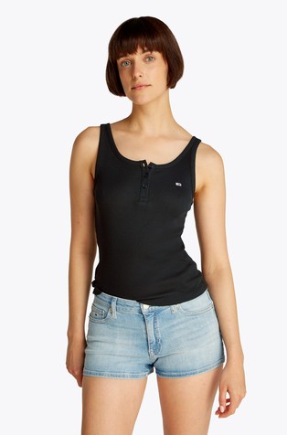 Slim fit rebrasta majica brez rokavov