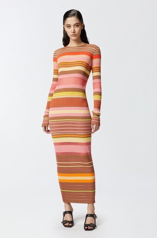 Striped dress with long sleeves