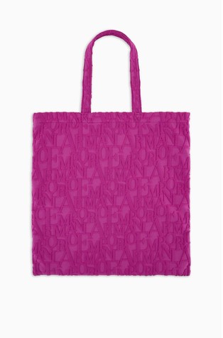 Beachwear shopper bag in bold 3D logo fabric