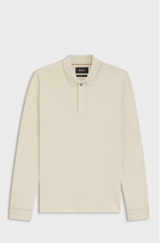 Cotton-cashmere long-sleeved polo shirt
