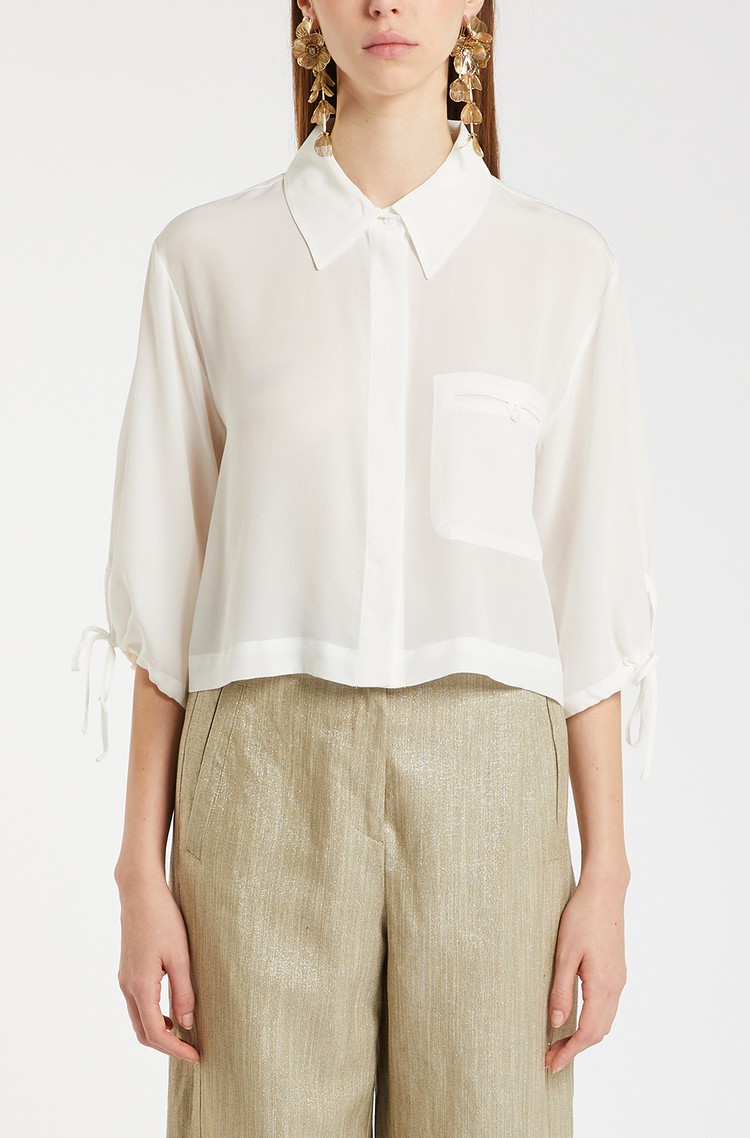 MARELLA Cropped silk blouse White 