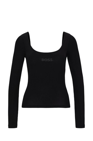 Long-sleeved pyjama top with printed logo