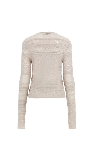 GUESS Open-knit viscose-blend cardigan Silver Lurex 2