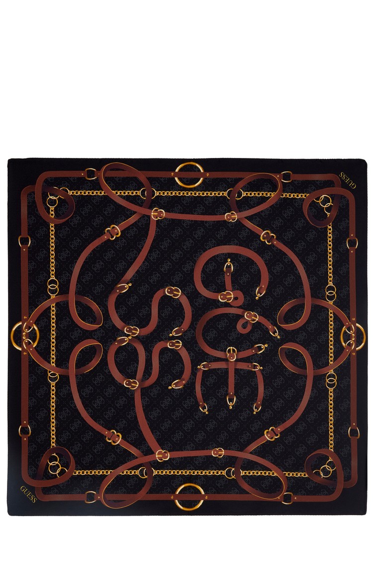 GUESS Silk kefiah with pattern Black / Multi 