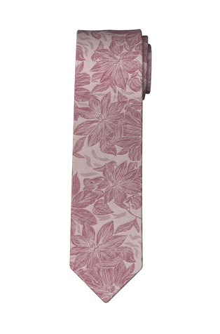 Silk and linen tie with floral pattern