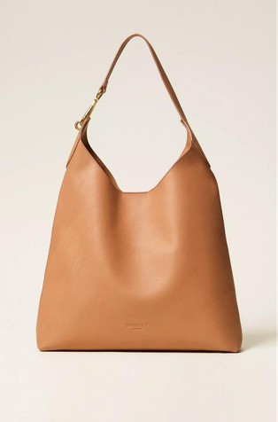 Leather hobo bag with carabiner