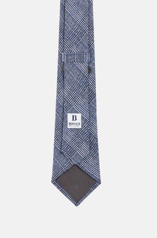 BOGGI MILANO Prince of Wales Check Tie in a Silk Blend Blue 2
