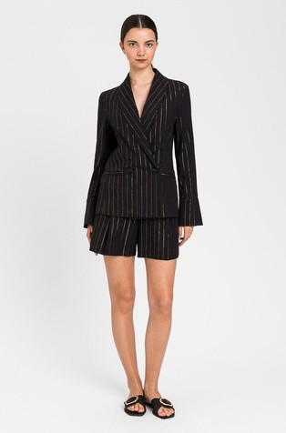 Double-breasted blazer with lurex stripes