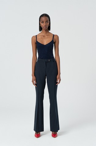 Pant bootcut made in pinstriped fabric