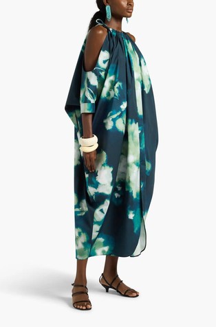 Obleka s cvetličnim vzorcem iz raztegljivega bombaža