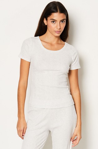 Colyn Short-sleeved Ribbed Cotton Blend T-shirt