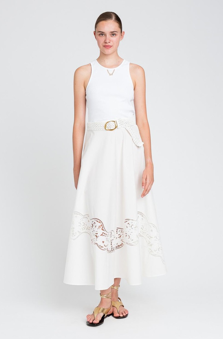 TWINSET Ribbed top with chain White 