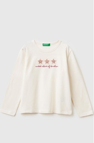 Bombažna majica z dolgimi rokavi in bleščicami