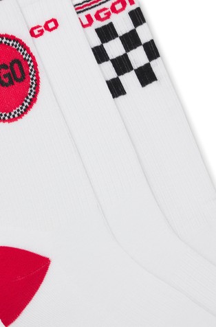 HUGO BOSS Three-pack of short-length socks with racing details White 2