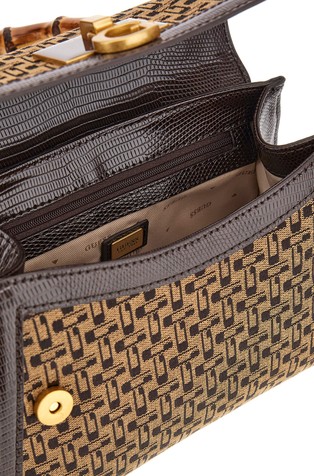 GUESS Stephi logo torba z enim ročajem Rjava - Brown 6